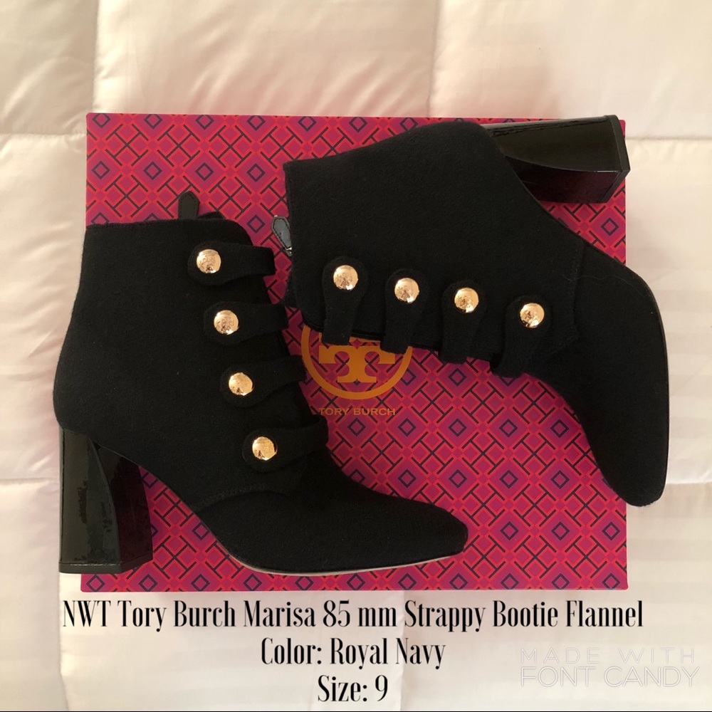 NWT Tory Burch Marisa 85mm Strappy Bootie Flannel
